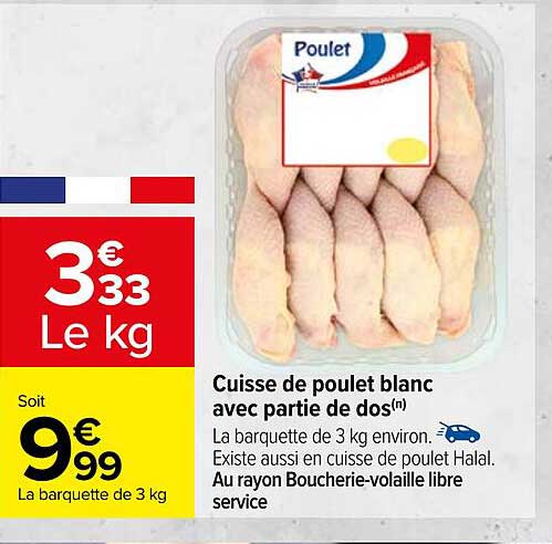 cuisse de poulet blanc avec partie de dos