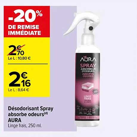 désodorisant spray absorbe odeurs aura