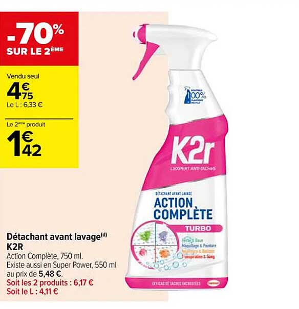 détachant avant lavage k2r