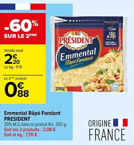 Emmental Râpé Fondant Président