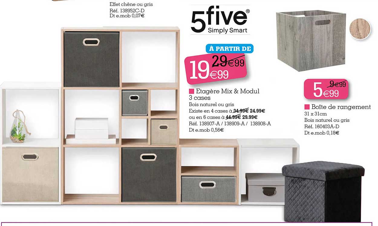 étagère Mix & Modul 3 Cases 5five, Boîte De Rangement 5five