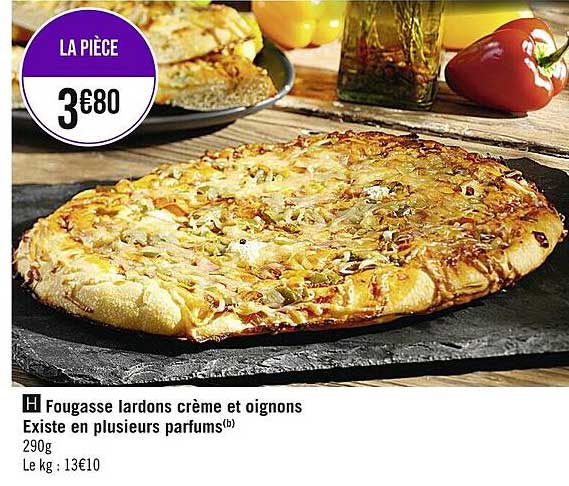 fougasse lardons crème et oignons existe en plusieurs parfums
