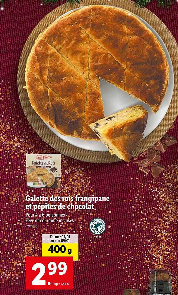galette des rois frangipane et pépites de chocolat