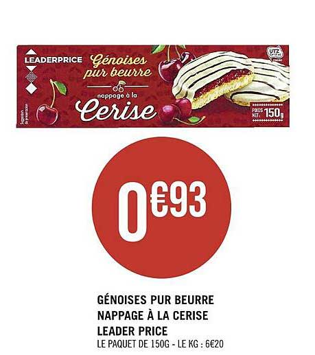 génoises pur beurre nappage à la cerise leader price
