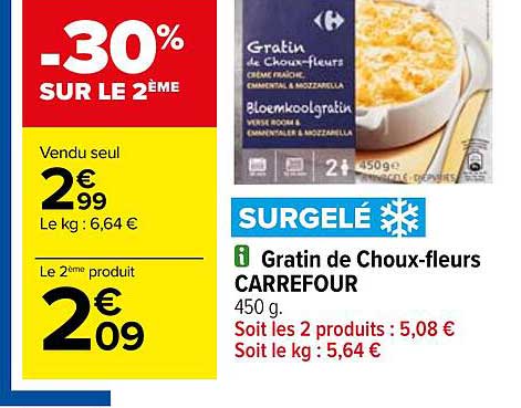 gratin de choux-fleurs carrefour