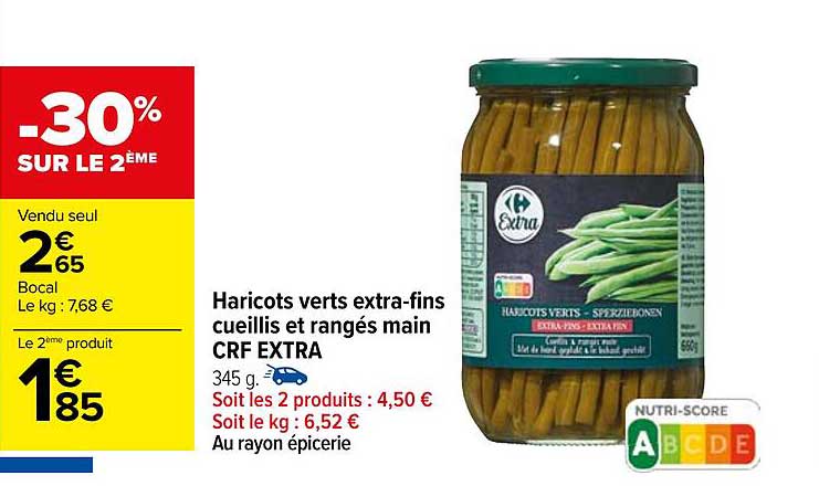 haricots verts extra-fins cueillis et rangés main crf extra