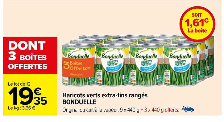 haricots verts extra-fins rangés bonduelle