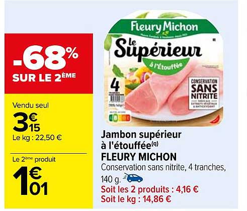 jambon supérieur à l'étouffée fleury michon