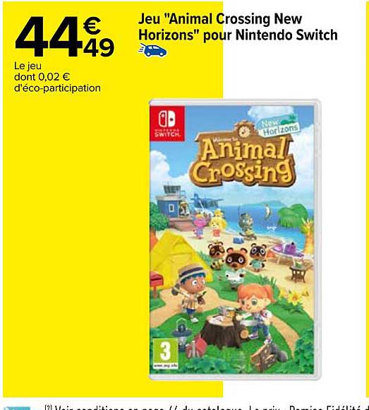 jeu "animal crossing new horizons" pour nintendo switch