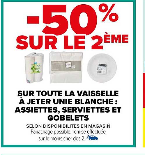 la vaisselle à jeter unie blanche : assiettes, serviettes et gobelets