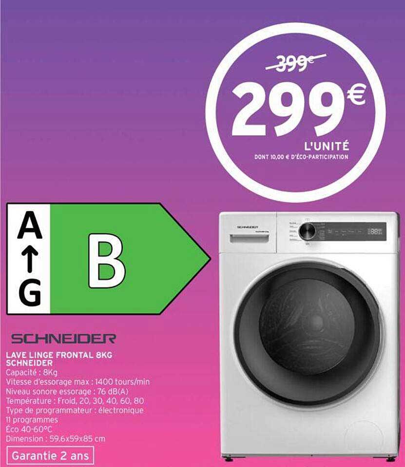 lave-linge frontal 8 kg schneider