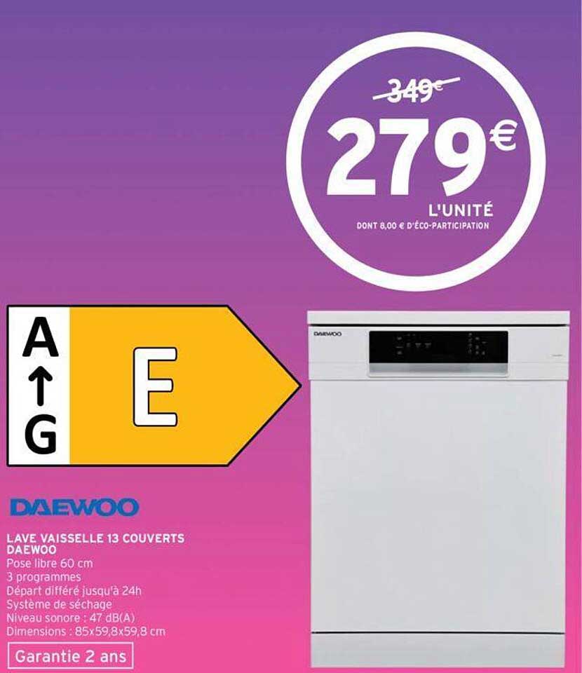 lave-vaisselle 13 couverts daewoo