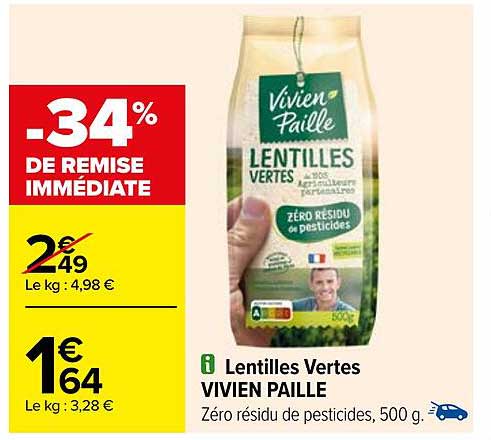 lentilles vertes vivien paille