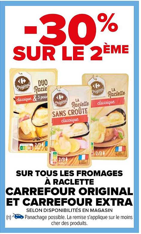 Les Fromages à Raclette Carrefour Original Et Carrefour Extra