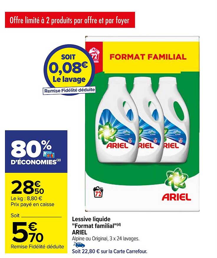 Lessive Liquide "format Familial" Ariel