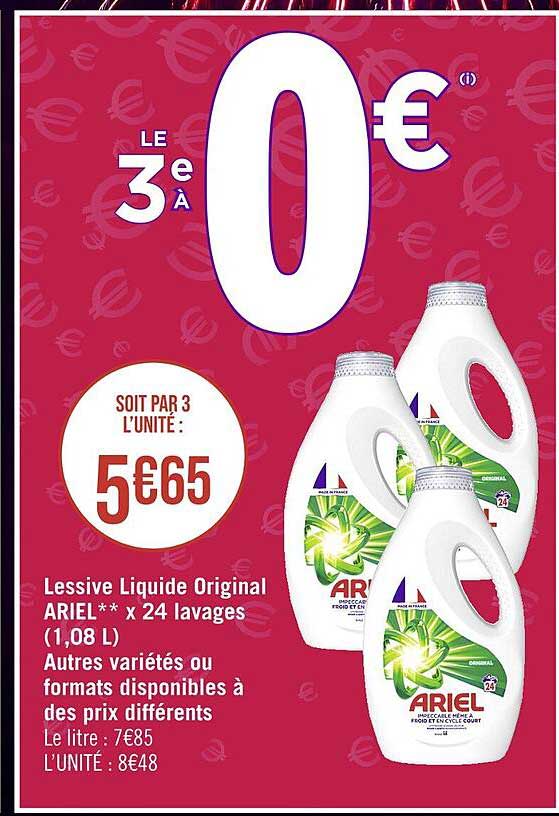 lessive liquide original ariel x 24 lavages