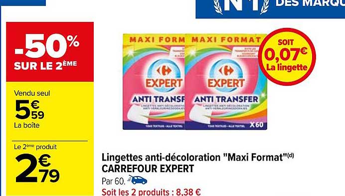 lingettes anti-décoloration "maxi format" carrefour expert