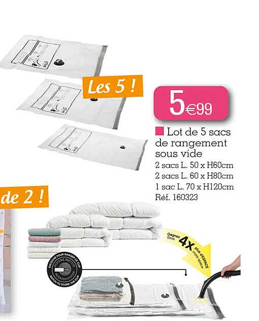 Lot De 5 Sacs De Rangement Sous Vide