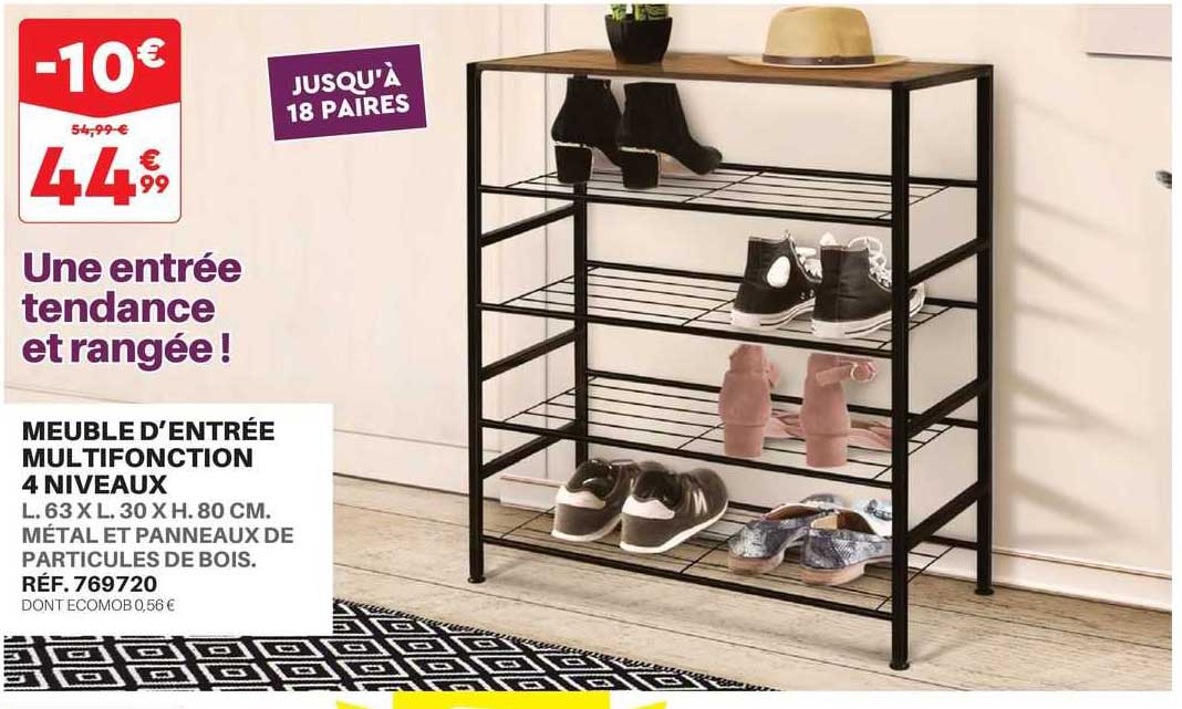 meuble d'entrée multifonction 4 niveaux