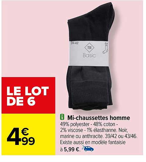 mi-chaussettes homme tex basic