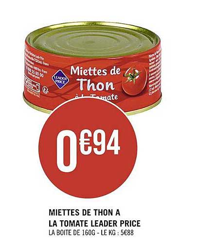 miettes de thon à la tomate leader price