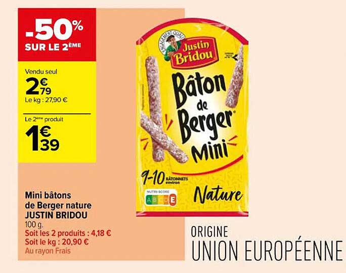 mini bâtons de berger nature justin bridou