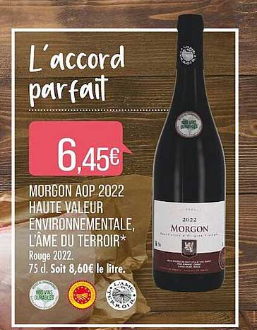 morgon aop 2022 haute valeur environnementale, l'âme du terroir rouge 2022