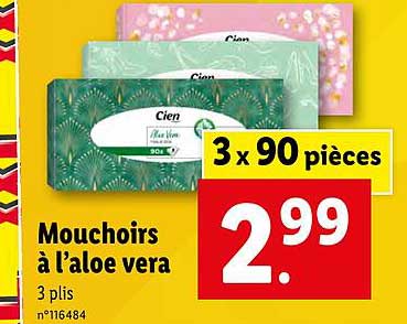 mouchoirs à l'aloe vera
