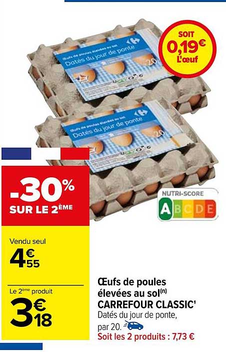 œufs de poules élevées au sol carrefour classic'
