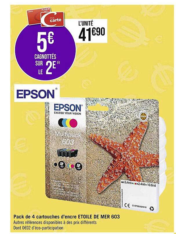 pack de 4 cartouches d'encre étoile de mer 603 epson