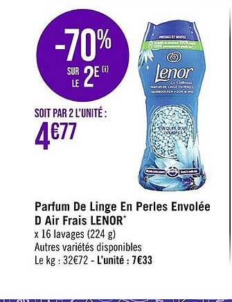 parfum de linge en perles envolée d'air frais lenor