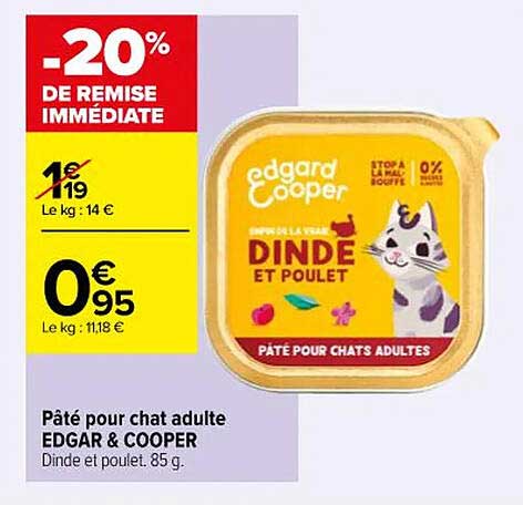pâté pour chat adulte edgar & cooper