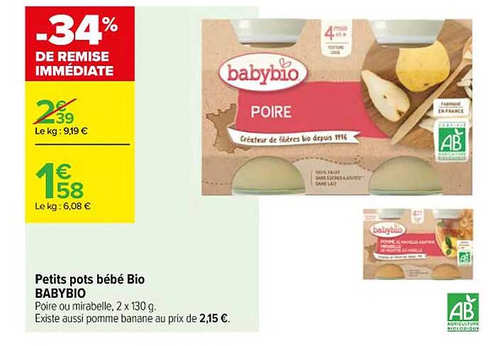 petits pots bébé bio babybio