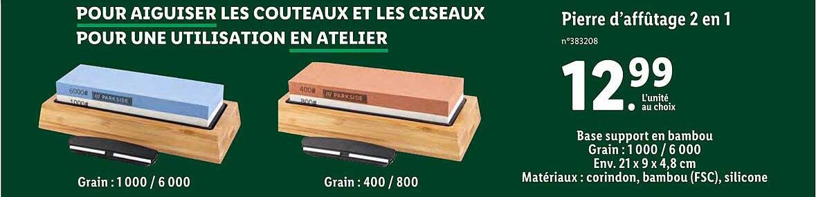 pierre d'affûtage 2 en 1