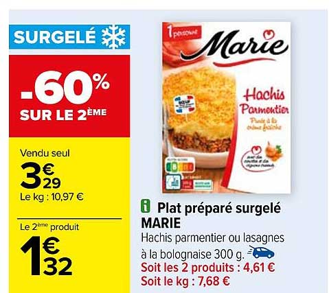 Plat Préparé Surgelé Marie