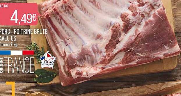 porc : poitrine brute avec os