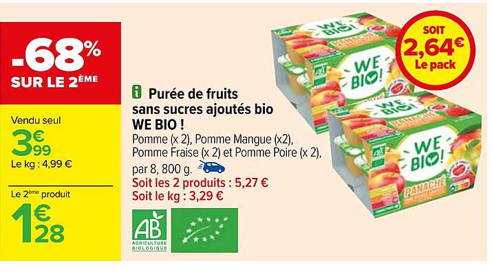 Purée De Fruits Sans Sucres Ajoutés Bio We Bio !