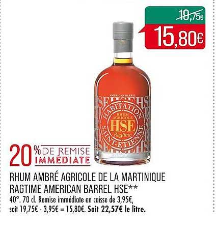 rhum ambré agricole de la martinique ragtime american barrel hse