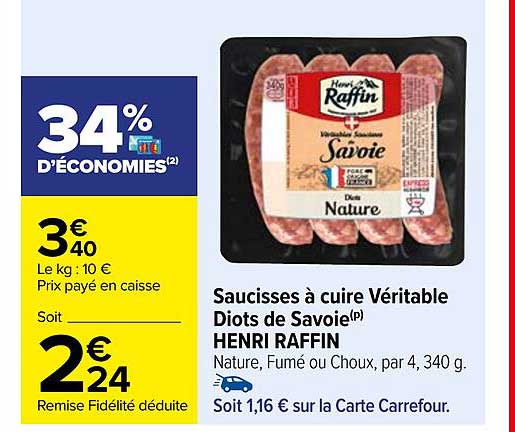 saucisses à cuire véritable diots de savoie henri raffin