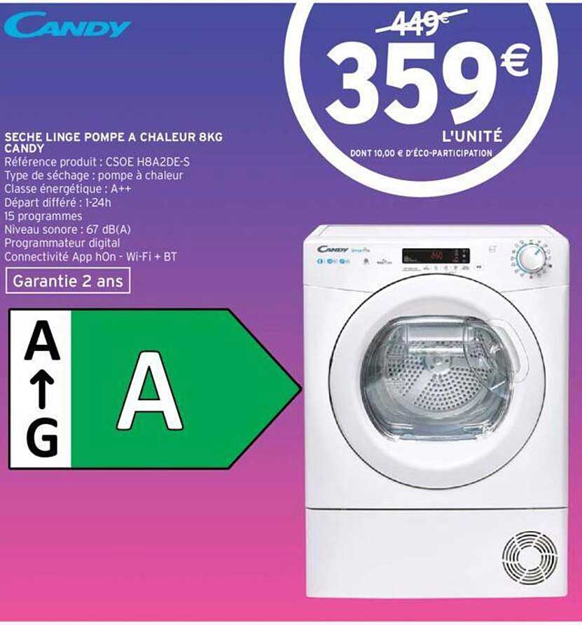Sèche-linge Pompe à Chaleur 8 Kg Candy