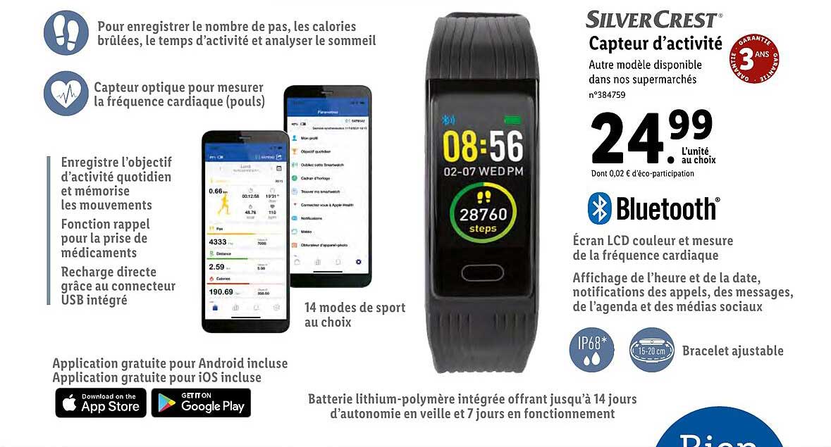 silvercrest capteur d'activité