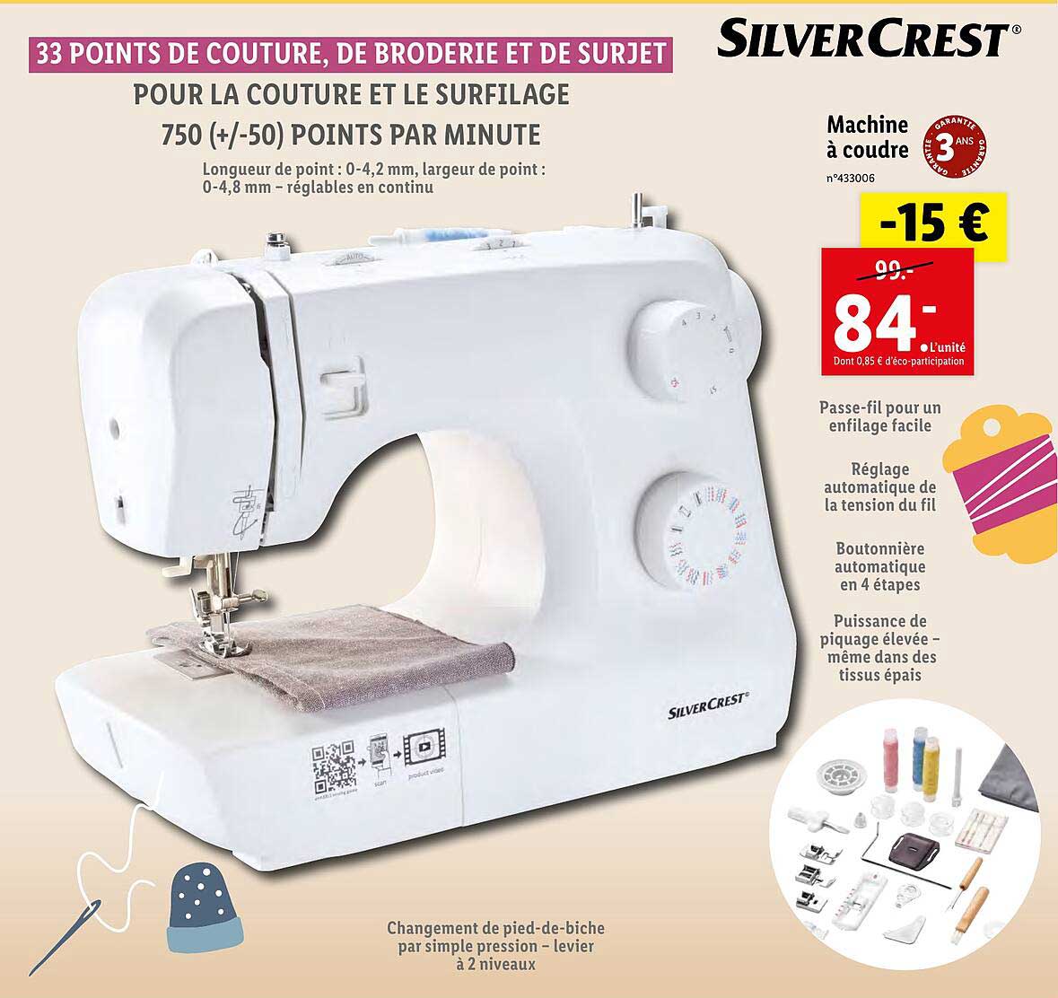 silvercrest machine à coudre