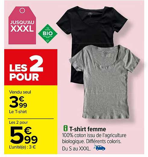 t-shirt femme tex bio