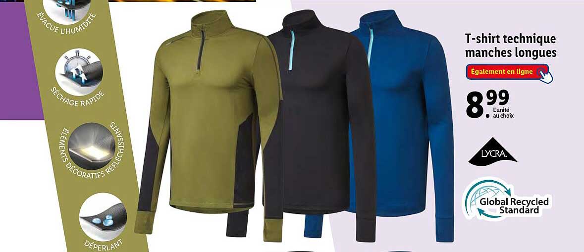 t-shirt technique manches longues