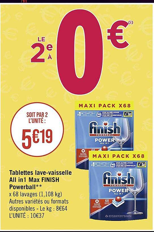 tablettes lave-vaisselle all in 1 max finish powerball
