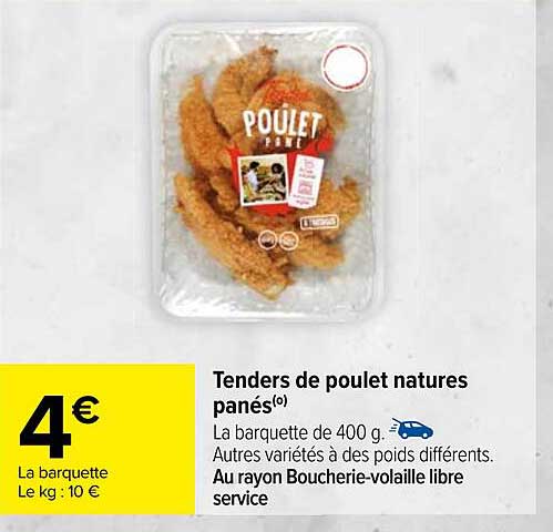 Tenders De Poulet Natures Panés