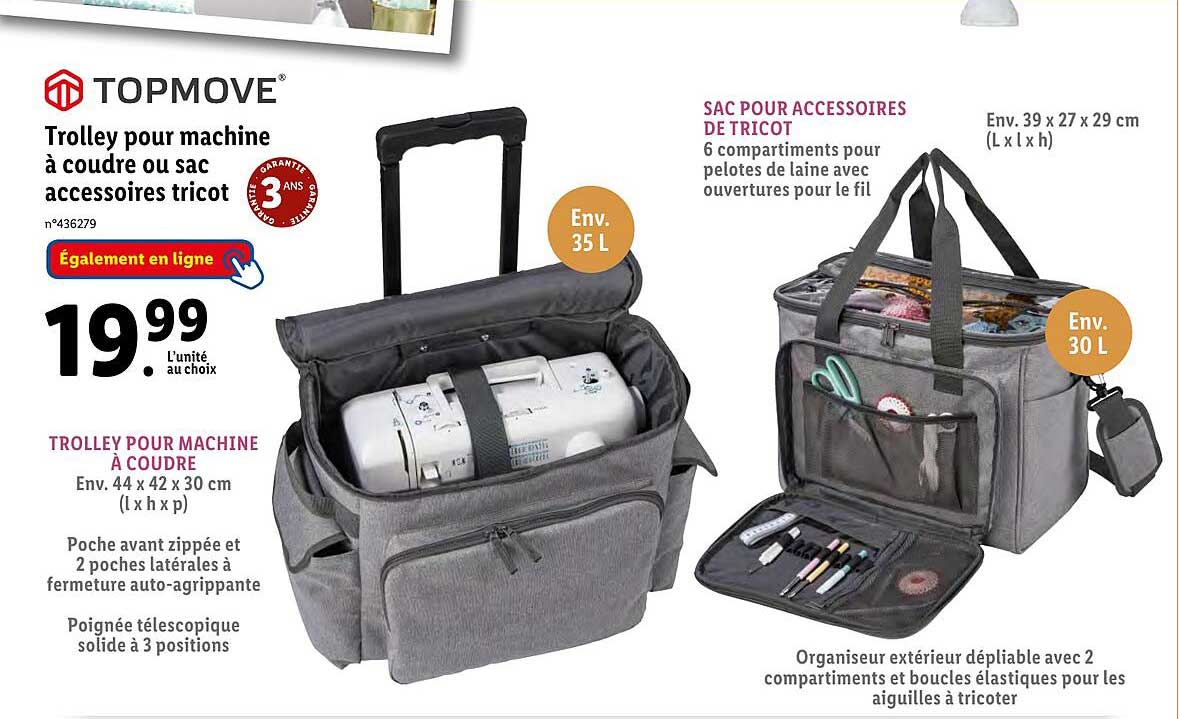 topmove trolley pour machine à coudre ou sac accessoires tricot