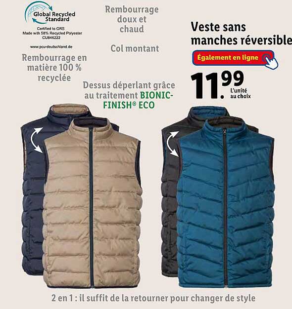veste sans manches réversible