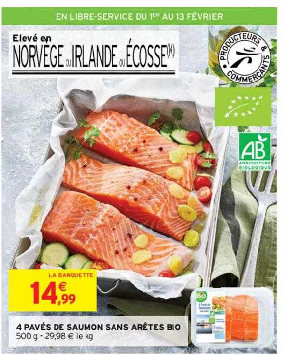 4 pavés de saumon sans arêtes bio