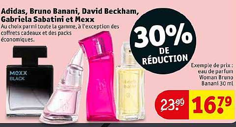 adidas, bruno banani, david beckham, gabriela sabatini et mexx